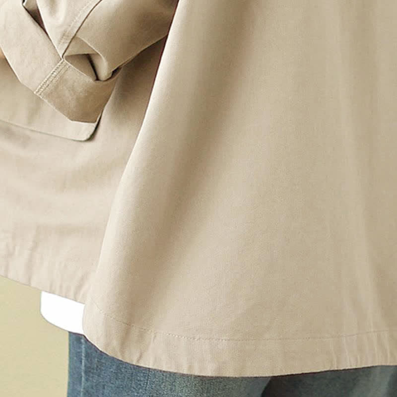 Buddha Stones Lässige, minimalistische Damenjacke mit Kordelzug und Tasche für den Herbst – einfarbig, einfarbig, mit Tasche - image 7