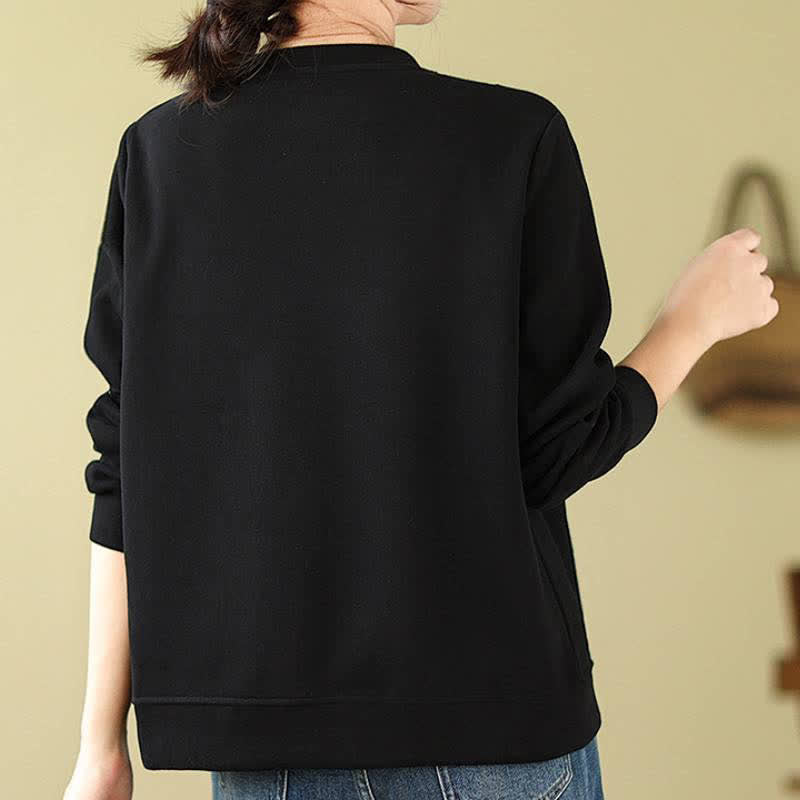 Buddha Stones Minimalistischer Strickpullover für Damen, einfarbig, mit Rundhalsausschnitt und Kordelzug, Herbst/Winter - image 12