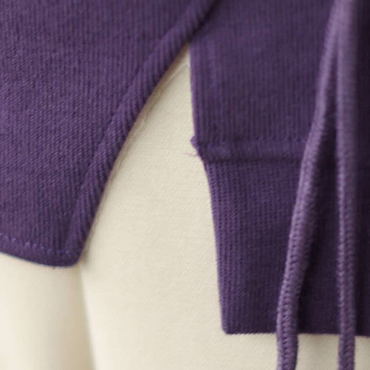 Buddha Stones Minimalistischer Strickpullover für Damen, einfarbig, mit Rundhalsausschnitt und Kordelzug, Herbst/Winter - image 6