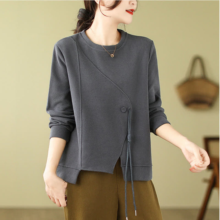 Buddha Stones Minimalistischer Strickpullover für Damen, einfarbig, mit Rundhalsausschnitt und Kordelzug, Herbst/Winter - Schiefergrau - US12, UK/AU16, EU44 (2XL) - image 13
