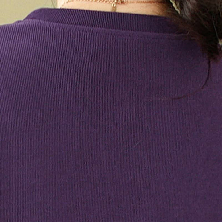 Buddha Stones Minimalistischer Strickpullover für Damen, einfarbig, mit Rundhalsausschnitt und Kordelzug, Herbst/Winter - image 4