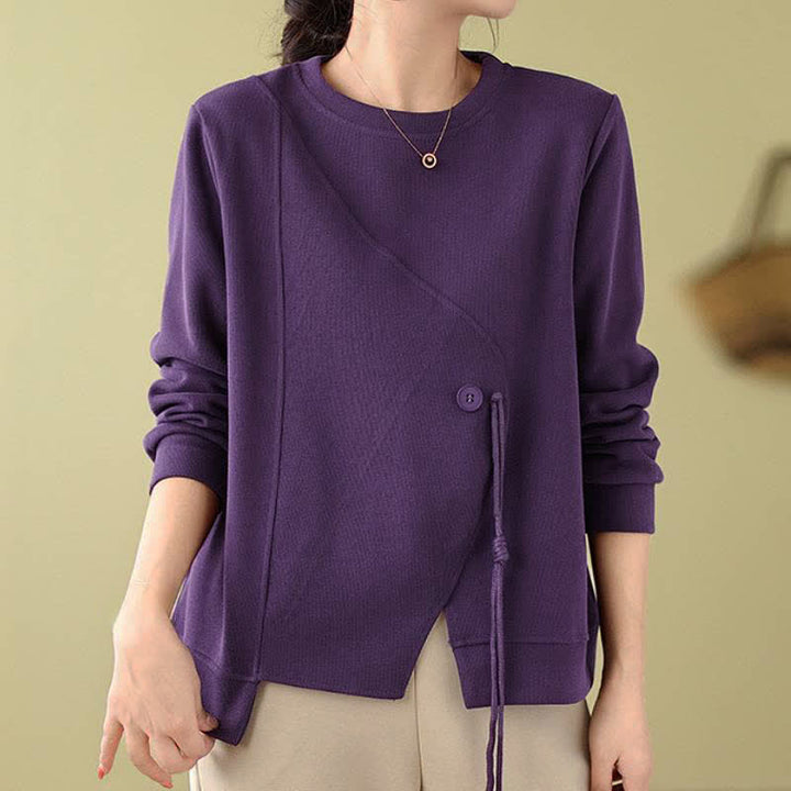 Buddha Stones Minimalistischer Strickpullover für Damen, einfarbig, mit Rundhalsausschnitt und Kordelzug, Herbst/Winter - RebeccaPurple - US12, UK/AU16, EU44 (2XL) - image 0