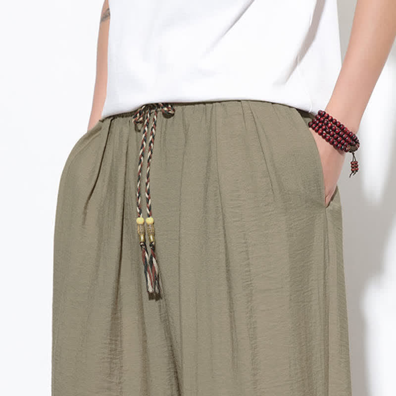 Buddha Stones Lässige, kurze Herren-Haremshose im Boho-Stil mit Kordelzug und Tasche - image 35