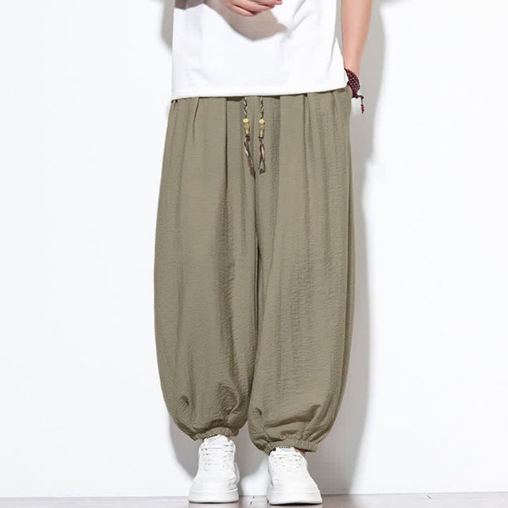 Buddha Stones Lässige, kurze Herren-Haremshose im Boho-Stil mit Kordelzug und Tasche - Bräunen - US/UK/AU46, EU56 (5XL) - image 26
