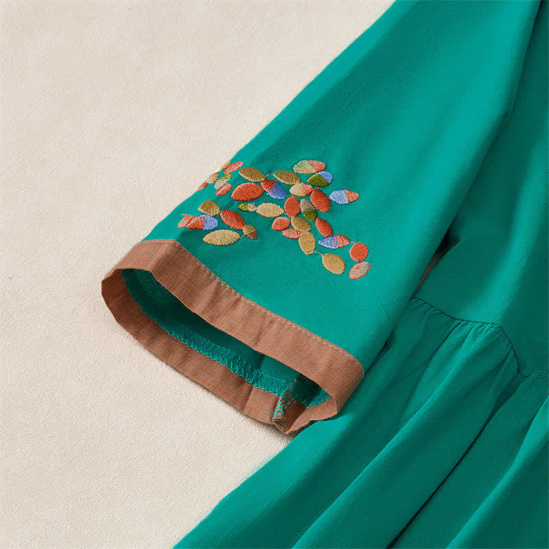 Buddha Stones Frühlings-Midikleid mit ethnischer Stickerei und halben Ärmeln für Damen - image 17