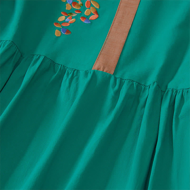 Buddha Stones Frühlings-Midikleid mit ethnischer Stickerei und halben Ärmeln für Damen - image 18
