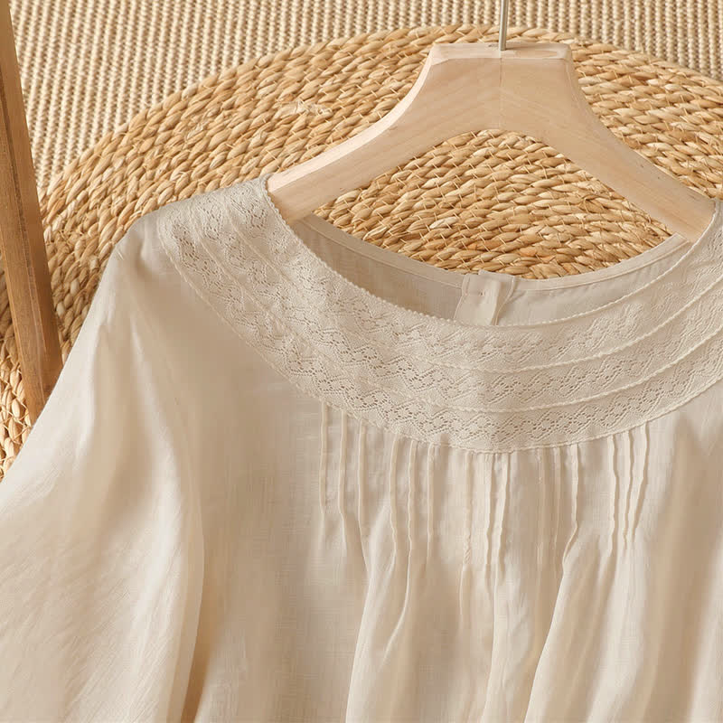 Buddha Stones Lässiges, elegantes Langarm-T-Shirt für Damen mit Stickerei für Frühling und Sommer - image 1