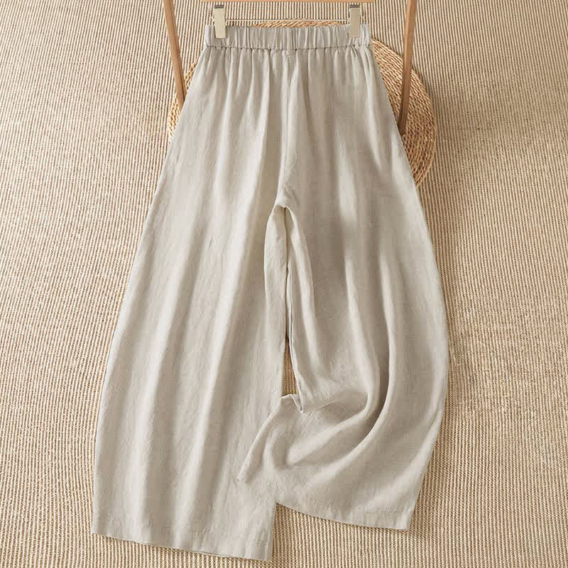 Buddha Stones Lässige Damen-Ankle-Hose mit Reißverschluss, weitem Bein und Tasche – ideal für Frühling und Sommer. - image 1
