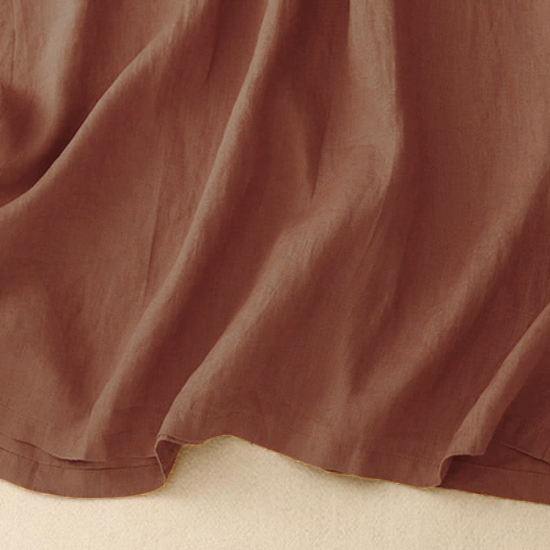 Buddha Stones Lässiges Kurzarm-Midikleid für Damen mit Schleife und Taschen - image 6