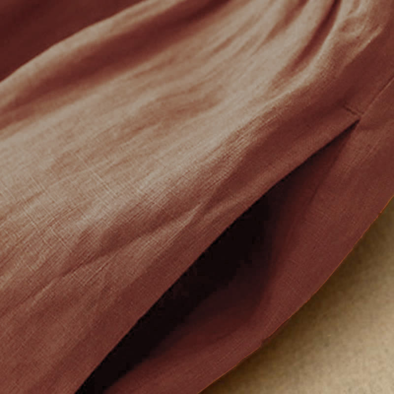 Buddha Stones Lässiges Kurzarm-Midikleid für Damen mit Schleife und Taschen - image 2