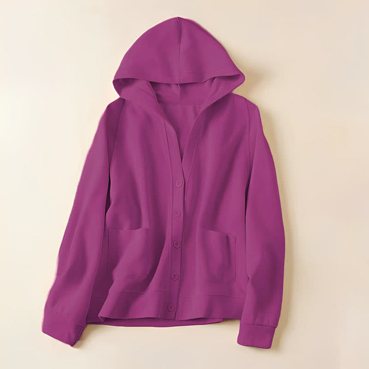 Damen-Kapuzenjacke mit Taschen und schlichten Knöpfen, verziert mit Buddha Stones - Mittelviolettrot - US8-10, UK/AU12-14, EU40-42 (2XL) - image 21