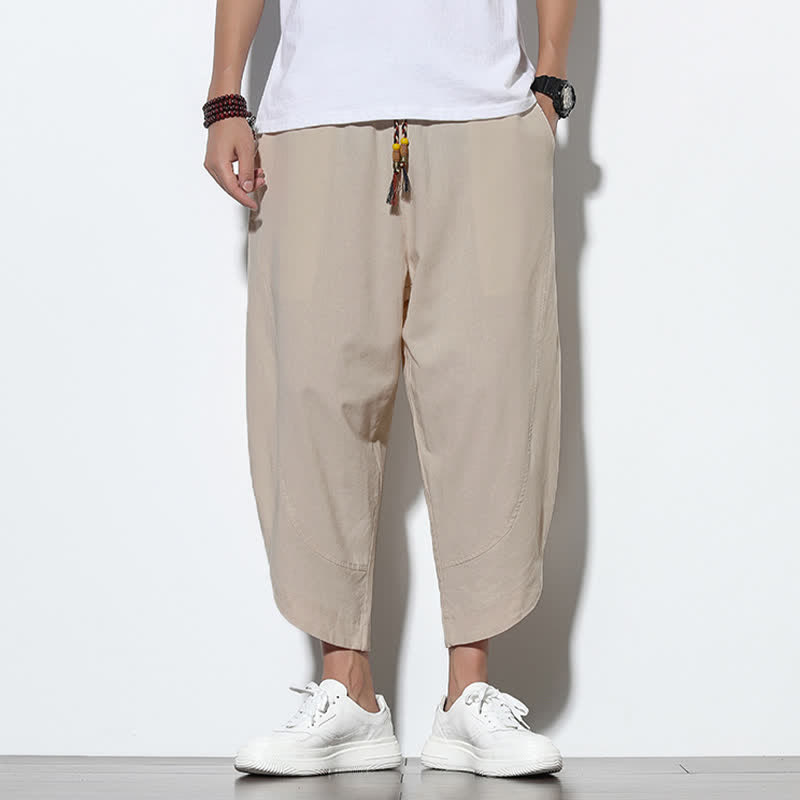 Buddha Stones Lässige Sommer-Haremshose für Herren mit Kordelzug, Länge 7-8, mit Taschen - Beige - US/UK/AU46, EU56 (5XL) - image 8