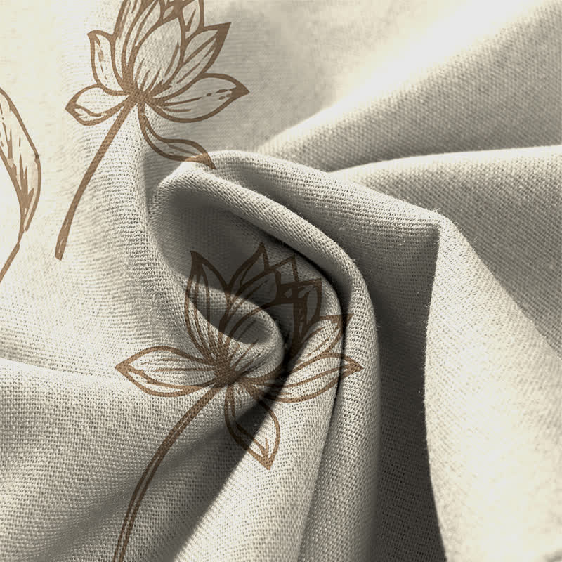 Buddha Stones Baumwoll-Leinen-Hose mit Vintage-Lotus-Linienmuster, elastischem Bund, weitem Bein und Taschen - image 3