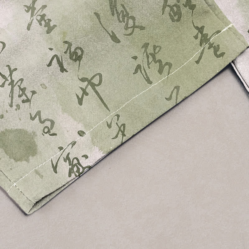 Buddha Stones Damenhose aus reiner Baumwolle mit künstlerischem Schmetterlingsmuster in Schriftform, elastischem Bund und Taschen - image 1