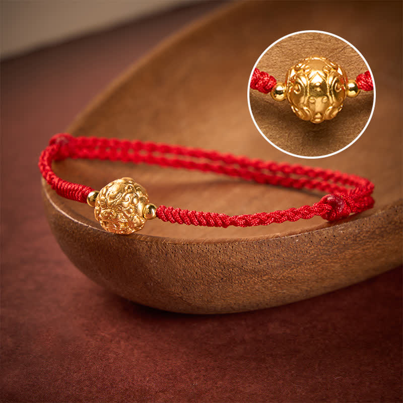 Buddha Stones Kupfernes Pi Xiu Glücksarmband mit roter Schnur - Kupfer Pi Xiu (Handgelenkumfang: 16–17 cm) - image 0