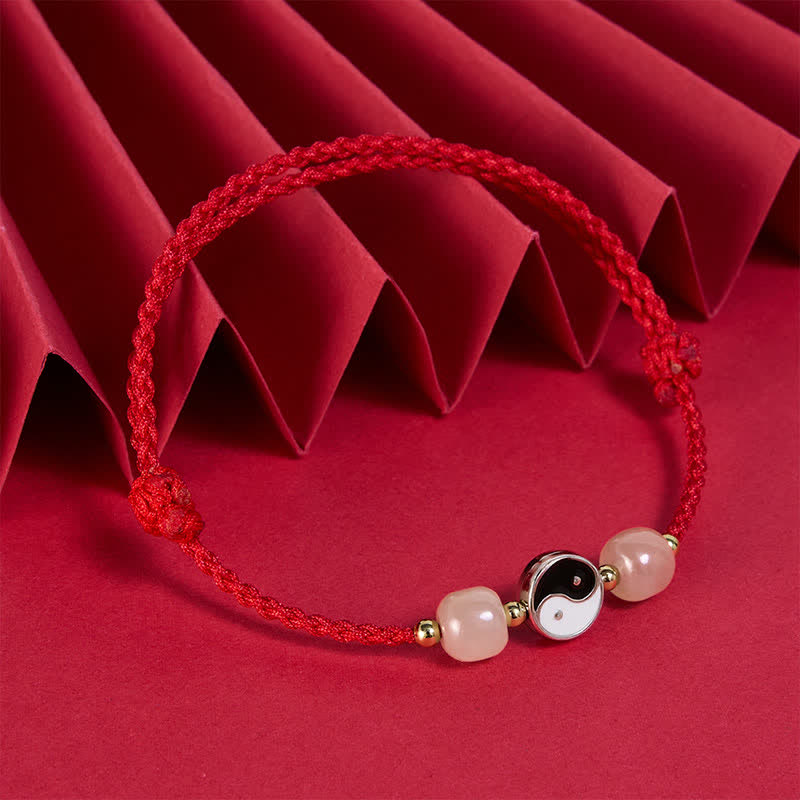 Buddha Stones Yin-Yang-Armband aus Hetian-Jadeperlen mit roter Schnur - image 2