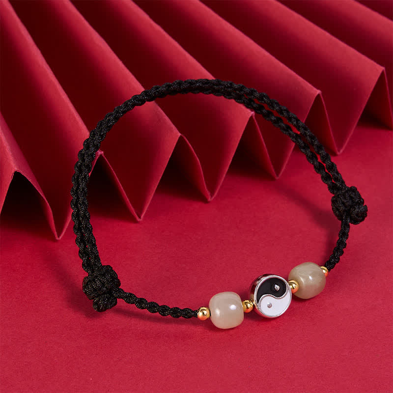 Buddha Stones Yin-Yang-Armband aus Hetian-Jadeperlen mit roter Schnur - image 13