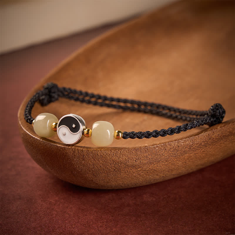 Buddha Stones Yin-Yang-Armband aus Hetian-Jadeperlen mit roter Schnur - image 12