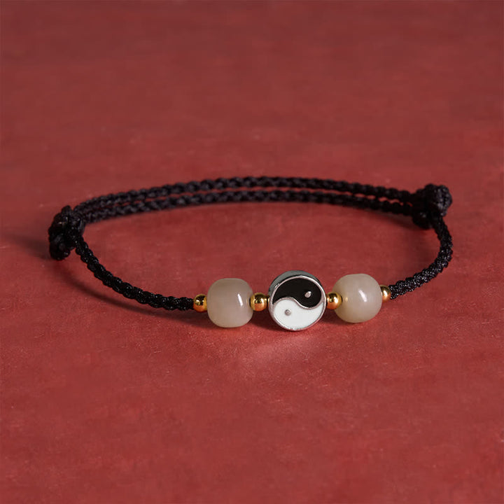 Buddha Stones Yin-Yang-Armband aus Hetian-Jadeperlen mit roter Schnur - image 15
