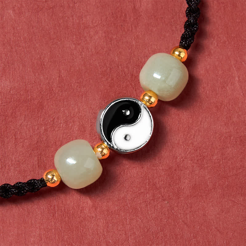 Buddha Stones Yin-Yang-Armband aus Hetian-Jadeperlen mit roter Schnur - image 16