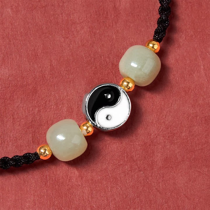 Buddha Stones Yin-Yang-Armband aus Hetian-Jadeperlen mit roter Schnur - image 16