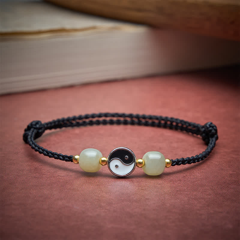 Buddha Stones Yin-Yang-Armband aus Hetian-Jadeperlen mit roter Schnur - image 14