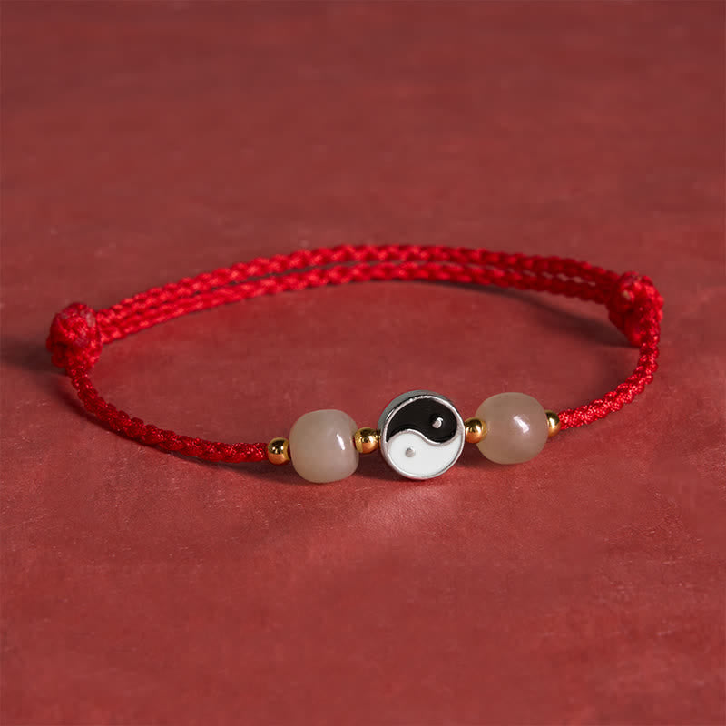 Buddha Stones Yin-Yang-Armband aus Hetian-Jadeperlen mit roter Schnur - image 4