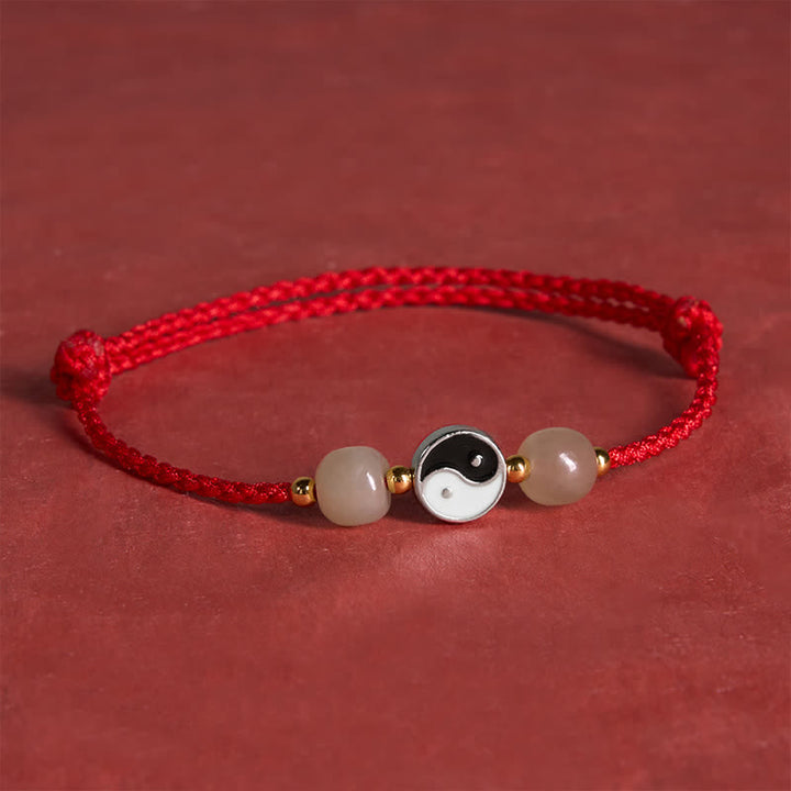 Buddha Stones Yin-Yang-Armband aus Hetian-Jadeperlen mit roter Schnur - image 4
