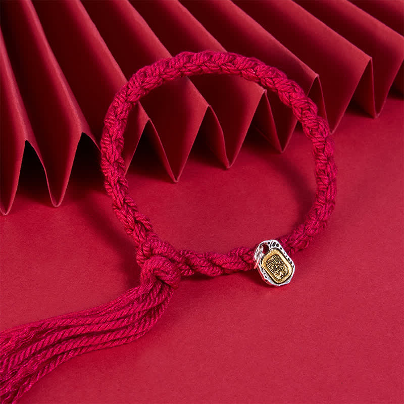 Buddha Stones Armband mit Kupferakzenten und roter Schnur - image 3