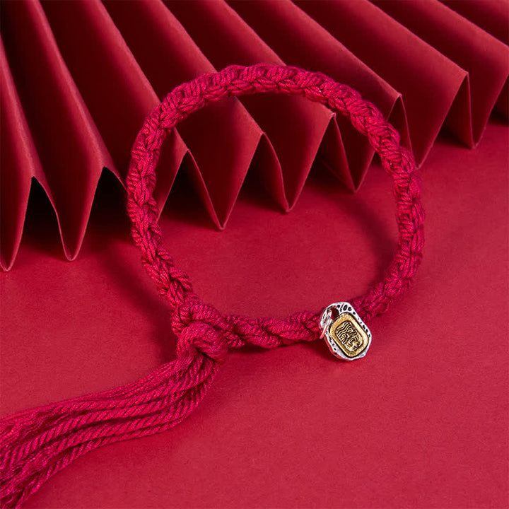 Buddha Stones Armband mit Kupferakzenten und roter Schnur - image 3