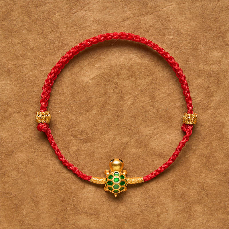 Buddha Stones Armband mit Schildkrötenmotiv, rotem Faden, Glücksbringer und geflochtenem Verbindungsarmband - Schildkrötenarmband (Handgelenkumfang: 16–18 cm) - image 0