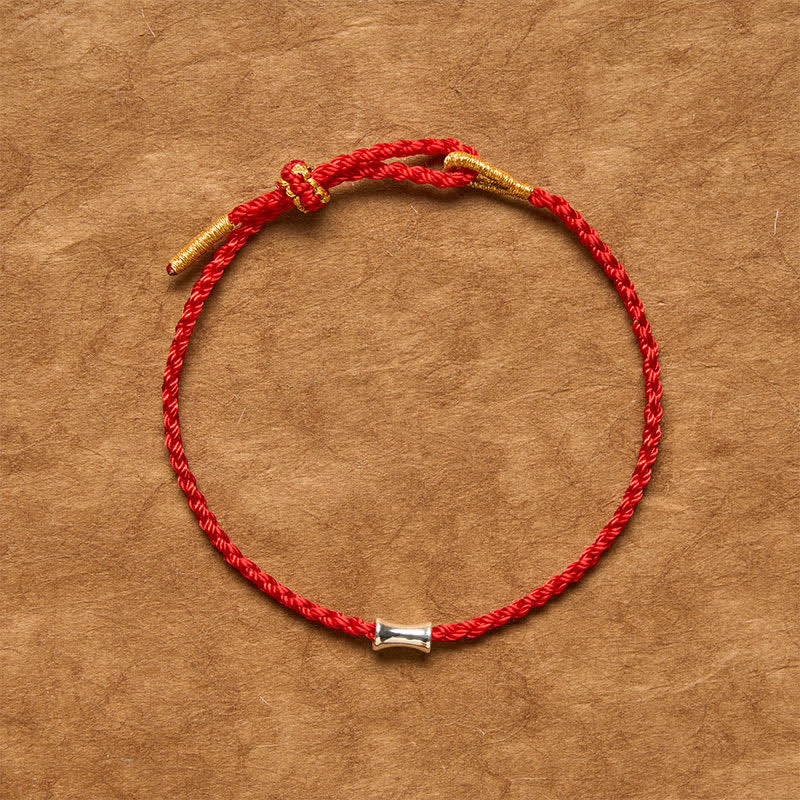 Buddha Stones Schwarzes und rotes Armband aus 925er Sterlingsilber mit Bambusmotiv - image 1