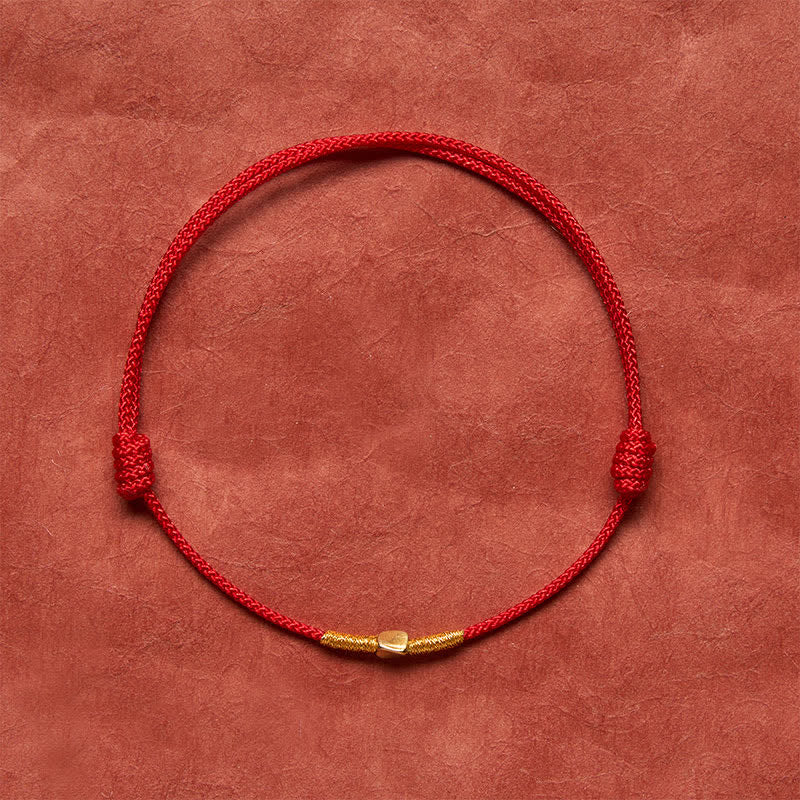 Buddha Stones Armband aus geflochtenem Seil mit goldenen Perlen aus 925er Sterlingsilber - image 1