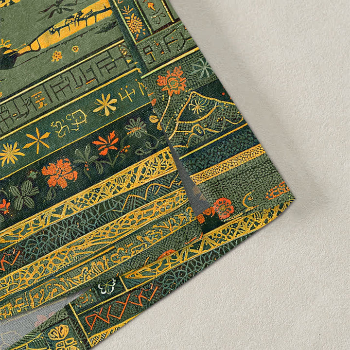 Buddha Stones Vintage-Kimono aus Baumwolle mit mehrfarbigem Patchwork-Blumenmuster und offener Vorderseite für Herren - image 4