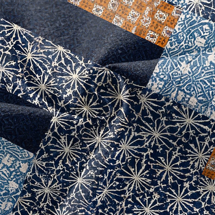 Buddha Stones Kimono für Herren aus Baumwolle mit geometrischem Patchwork-Muster und offener Vorderseite - image 5