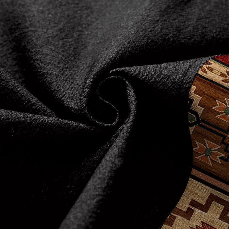 Buddha Stones Kimono für Herren aus Baumwolle mit geometrischem Tribal-Borte und offener Vorderseite - image 5