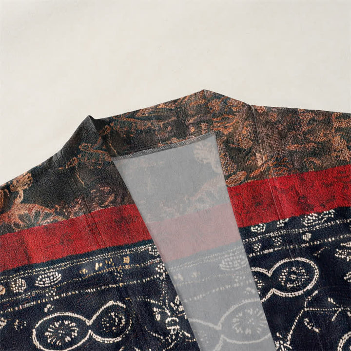 Buddha Stones Kimono aus Baumwolle mit offenem Vorderteil und geometrischem Patchwork-Muster im Ethno-Stil für Herren - image 3
