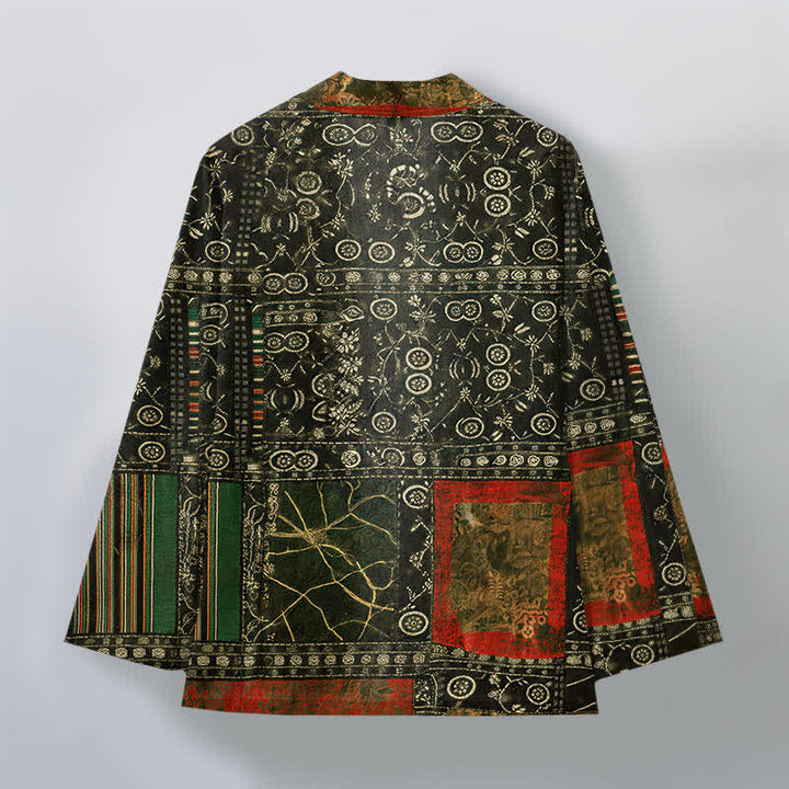 Buddha Stones Kimono aus Baumwolle mit offenem Vorderteil und geometrischem Patchwork-Muster im Ethno-Stil für Herren - image 11