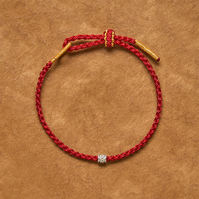 Buddha Stones Schwarzes und rotes Armband aus 925er Sterlingsilber mit chinesischem Münzmotiv zum Schutz – minimalistisches Design - image 1