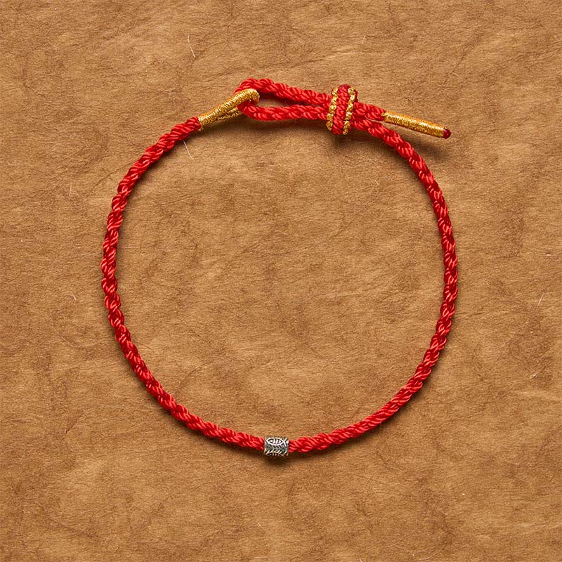Buddha Stones Rotes Armband aus 925er Sterlingsilber mit Koi-Fisch-Schutzmotiv - image 1