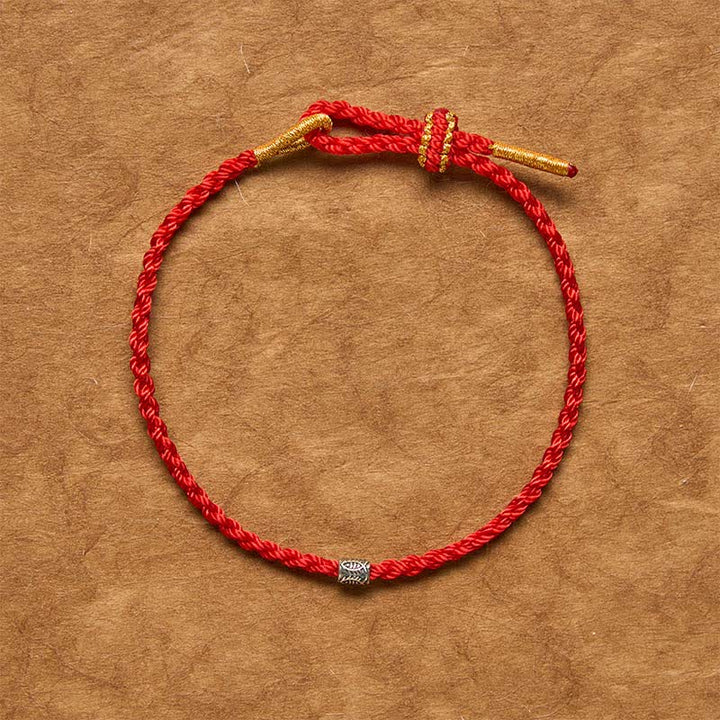 Buddha Stones Rotes Armband aus 925er Sterlingsilber mit Koi-Fisch-Schutzmotiv - image 1
