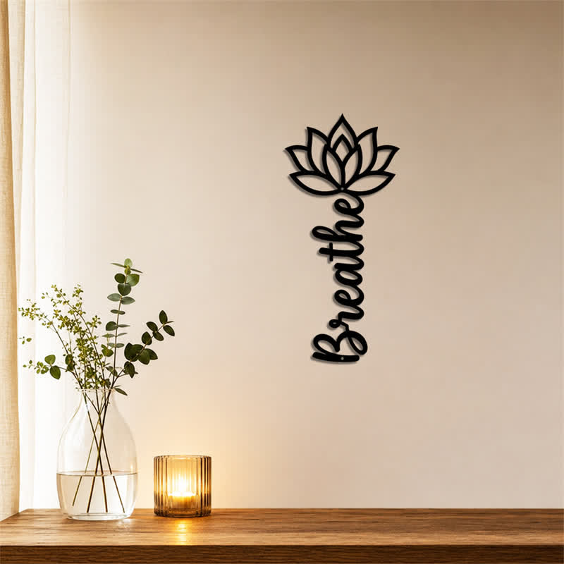 Buddha Stones Lotus Breathe New Beginnings Vertikale Wandkunst aus Eisen mit bedeutungsvollen Symbolen - image 3