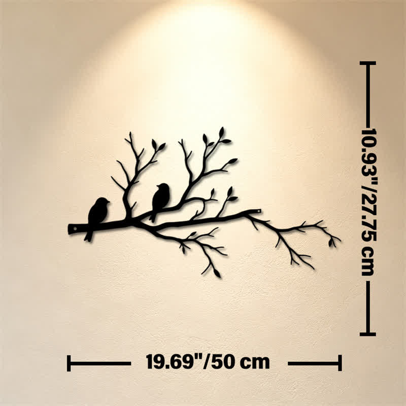 Buddha Stones Zwei Vögel, Ast-Silhouette, Eisen, bedeutungsvolle Symbole, Wandkunst - Ca. 50 cm x 27,75 cm x 0,12 cm / 19,69 Zoll x 10,93 Zoll x 0,05 Zoll - image 8