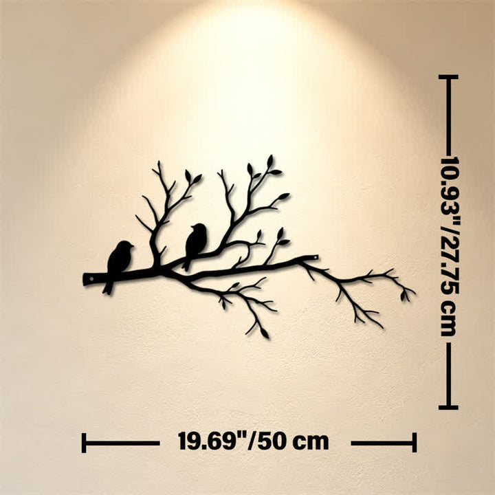 Buddha Stones Zwei Vögel, Ast-Silhouette, Eisen, bedeutungsvolle Symbole, Wandkunst - Ca. 50 cm x 27,75 cm x 0,12 cm / 19,69 Zoll x 10,93 Zoll x 0,05 Zoll - image 8
