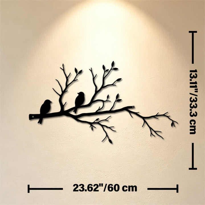 Buddha Stones Zwei Vögel, Ast-Silhouette, Eisen, bedeutungsvolle Symbole, Wandkunst - Ca. 60 cm x 33,30 cm x 0,12 cm / 23,62 Zoll x 13,11 Zoll x 0,05 Zoll - image 10