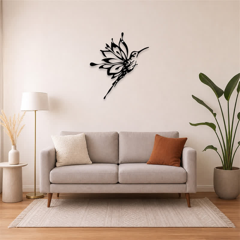 Buddha Stones Lotuskolibri – Wandbild „Neuanfänge“ – Matte schwarze Silhouette aus Eisen – Bedeutungsvolle Symbole - image 13