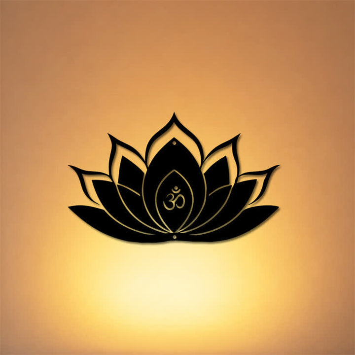 Buddha Stones Lotus OM Achtsamkeit Zen Silhouette Eisen Bedeutungsvolle Symbole Wandkunst - image 0