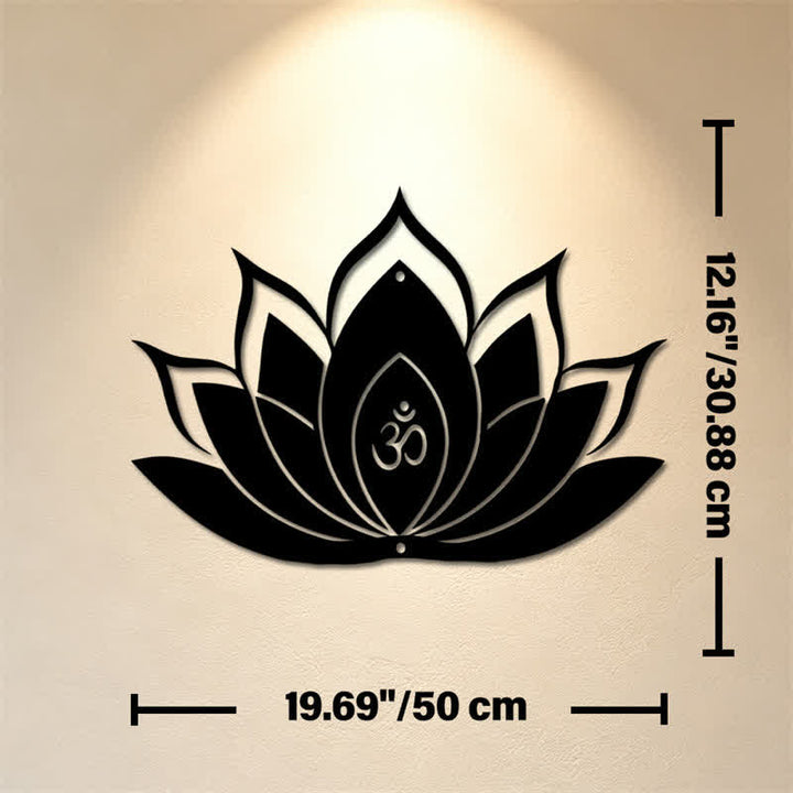 Buddha Stones Lotus OM Achtsamkeit Zen Silhouette Eisen Bedeutungsvolle Symbole Wandkunst - Ca. 50 cm x 30,88 cm x 0,12 cm / 19,69 Zoll x 12,16 Zoll x 0,05 Zoll - image 8