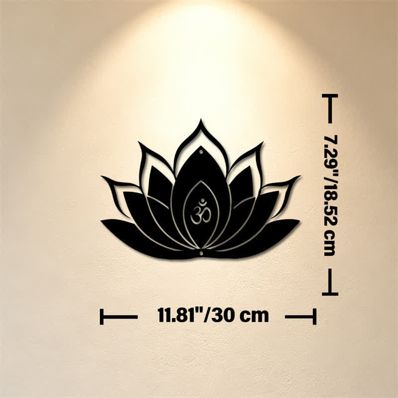 Buddha Stones Lotus OM Achtsamkeit Zen Silhouette Eisen Bedeutungsvolle Symbole Wandkunst - Ca. 30 cm x 18,52 cm x 0,1 cm / 11,81 Zoll x 7,29 Zoll x 0,04 Zoll - image 3