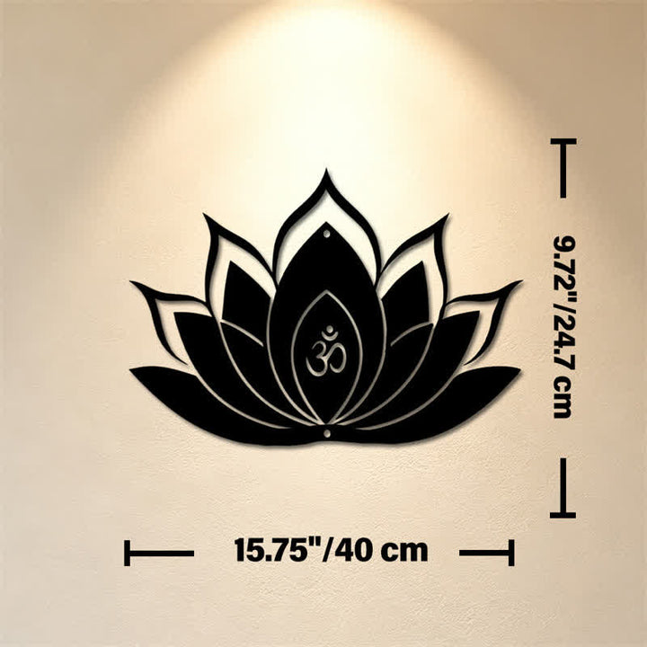 Buddha Stones Lotus OM Achtsamkeit Zen Silhouette Eisen Bedeutungsvolle Symbole Wandkunst - Ca. 40 cm x 24,70 cm x 0,1 cm / 15,75 Zoll x 9,72 Zoll x 0,04 Zoll - image 7